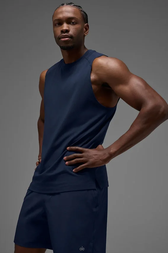 Alo Vapor Muscle Top – Navy
