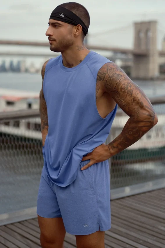 Alo Vapor Muscle Top – Provence Blue