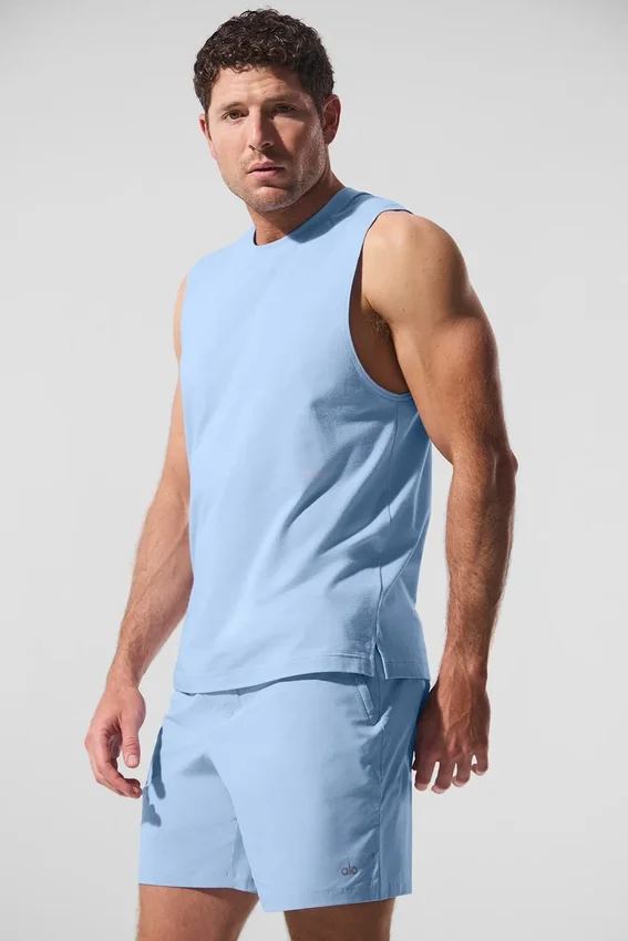 Alo Vapor Muscle Top – Seashell Blue
