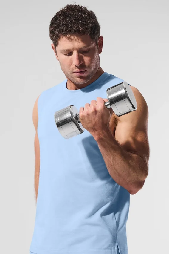 Alo Vapor Muscle Top – Seashell Blue