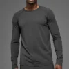 Alo Vapor Rundhals-Langarmshirt – Anthrazit