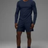 Alo Vapor Rundhals-Langarmshirt – Marineblau