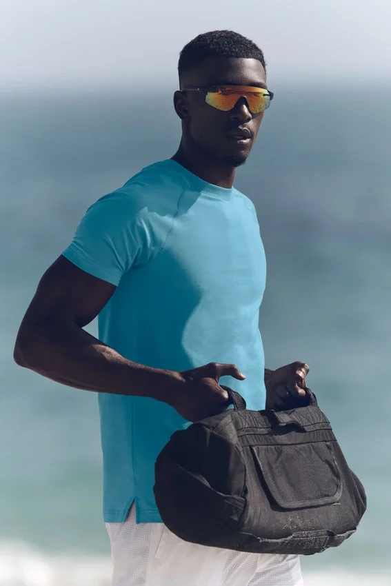 Alo Vapor Rundhals-Shirt mit Kurzarmshirts – Blue Breeze