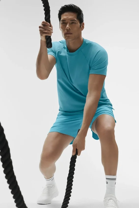 Alo Vapor Rundhals-Shirt mit Kurzarmshirts – Blue Breeze