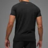 Alo Vapor Rundhals-Shirt mit Kurzarmshirts – Schwarz