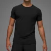 Alo Vapor Rundhals-Shirt mit Kurzarmshirts – Schwarz