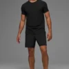 Alo Vapor Rundhals-Shirt mit Kurzarmshirts – Schwarz