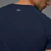 Alo Vapor Rundhals-T-Shirt mit Kurzarmshirts – Navy