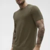 Alo Vapor Rundhals-T-Shirt mit Kurzarmshirts – Olive Tree