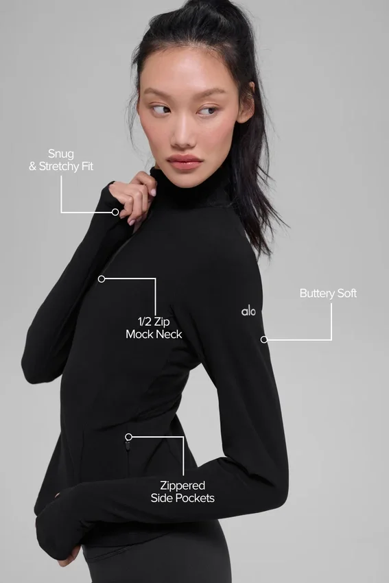 Alosoft 1/2 Zip Rapid Pullover – Schwarz