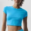 Alosoft Crop Finesse Kurzarmshirt – Azurblau