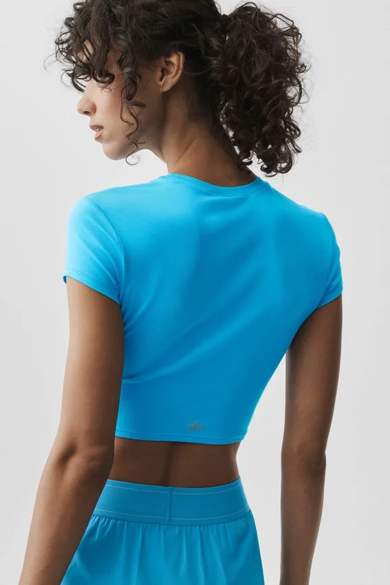 Alosoft Crop Finesse Kurzarmshirt – Azurblau