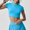 Alosoft Crop Finesse Kurzarmshirt – Azurblau