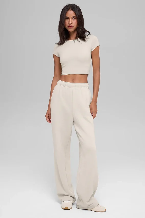Alosoft Crop Finesse Kurzarmshirt – Beige