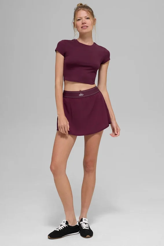 Alosoft Crop Finesse Kurzarmshirt – Burgunderrot
