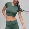 Alosoft Crop Finesse Kurzarmshirt – Kleegrün