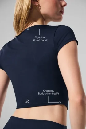 Alosoft Crop Finesse Kurzarmshirt – Marineblau