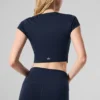 Alosoft Crop Finesse Kurzarmshirt – Marineblau