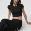 Alosoft Crop Finesse Kurzarmshirt – Schwarz