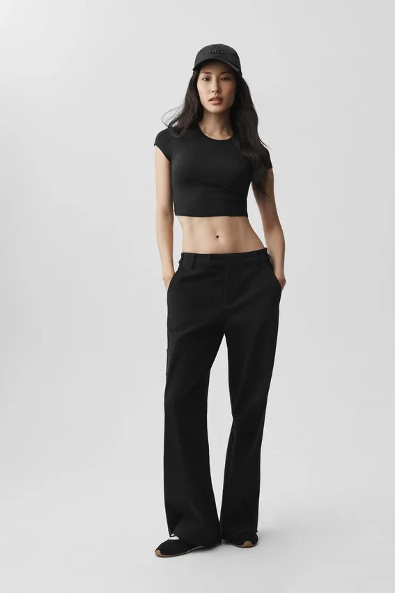 Alosoft Crop Finesse Kurzarmshirt – Schwarz