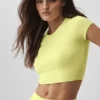 Alosoft Crop Finesse Kurzarmshirt – Sunshine