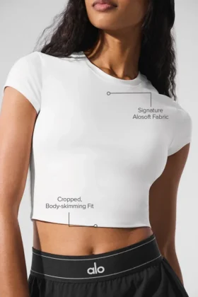 Alosoft Crop Finesse Kurzarmshirt – Weiß