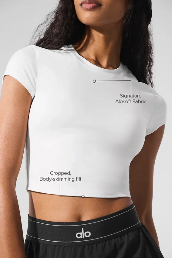 Alosoft Crop Finesse Kurzarmshirt – Weiß