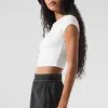 Alosoft Crop Finesse Kurzarmshirt – Weiß
