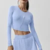 Alosoft Crop Finesse Langarmshirt – Helles Provence-Blau