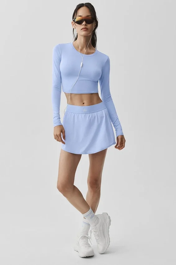 Alosoft Crop Finesse Langarmshirt – Helles Provence-Blau