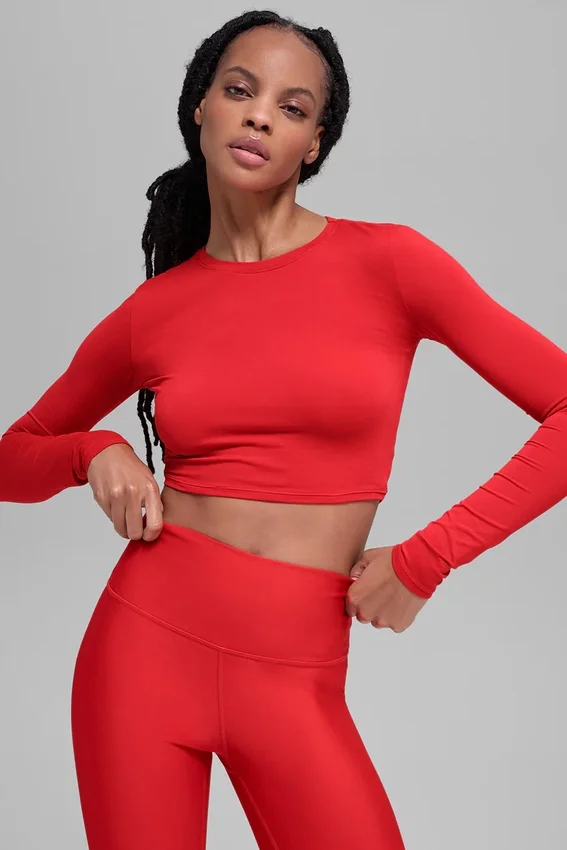 Alosoft Crop Finesse Langarmshirt – Leuchtend Rot