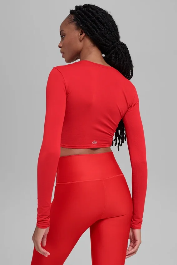 Alosoft Crop Finesse Langarmshirt – Leuchtend Rot