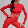 Alosoft Crop Finesse Langarmshirt – Leuchtend Rot