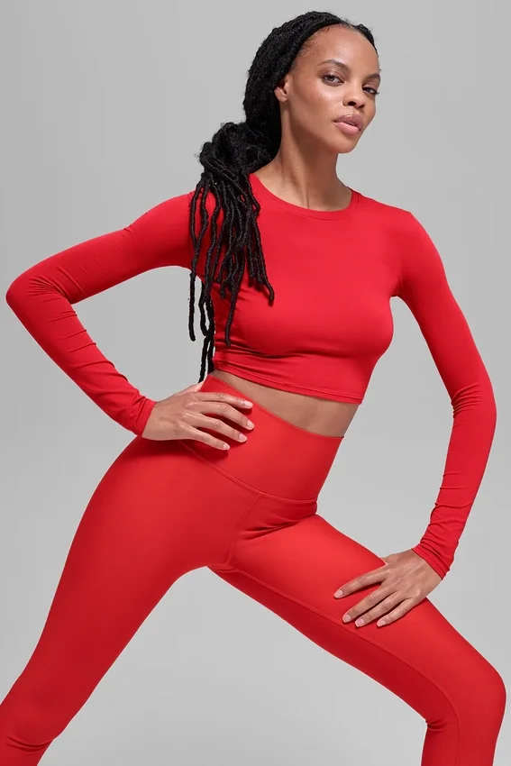 Alosoft Crop Finesse Langarmshirt – Leuchtend Rot