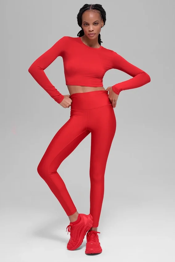 Alosoft Crop Finesse Langarmshirt – Leuchtend Rot