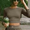 Alosoft Crop Finesse Langarmshirt – Olive Tree