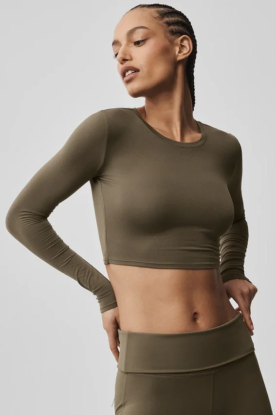 Alosoft Crop Finesse Langarmshirt – Olive Tree