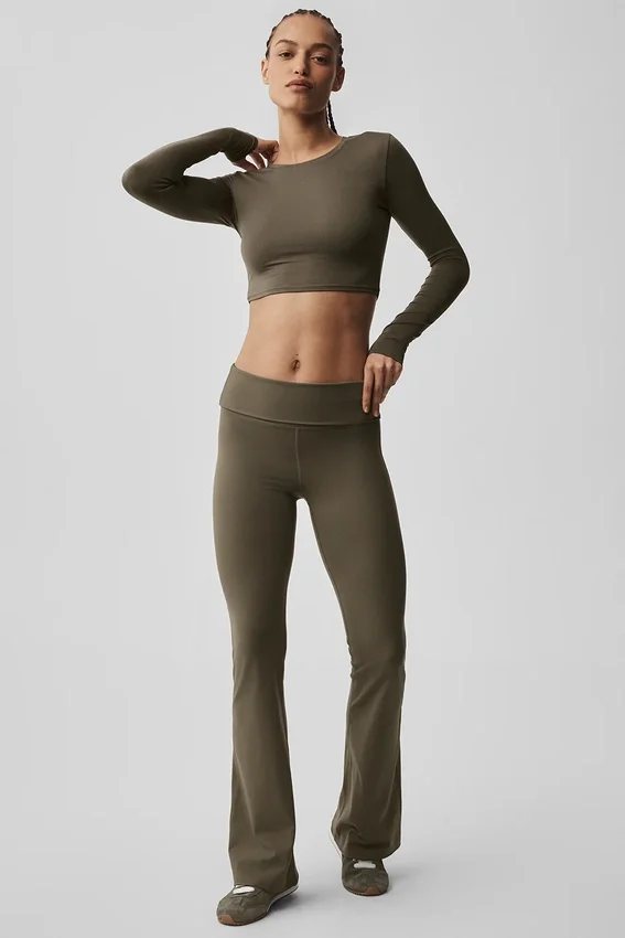 Alosoft Crop Finesse Langarmshirt – Olive Tree