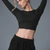 Alosoft Crop Finesse Langarmshirt – Schwarz