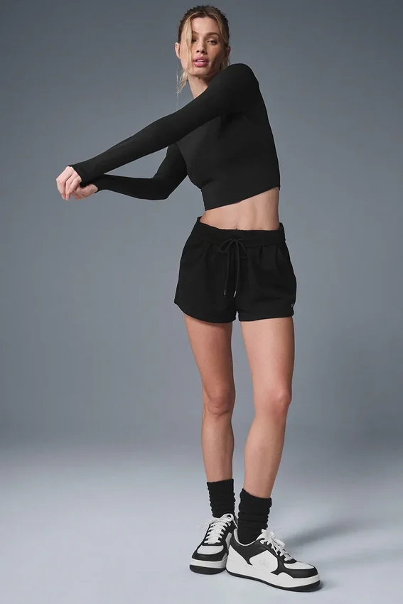 Alosoft Crop Finesse Langarmshirt – Schwarz