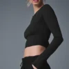 Alosoft Crop Finesse Langarmshirt – Schwarz