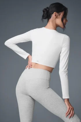 Alosoft Crop Finesse Langarmshirt – Weiß