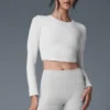 Alosoft Crop Finesse Langarmshirt – Weiß