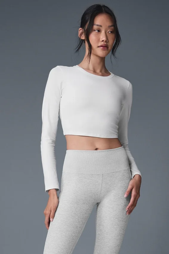 Alosoft Crop Finesse Langarmshirt – Weiß