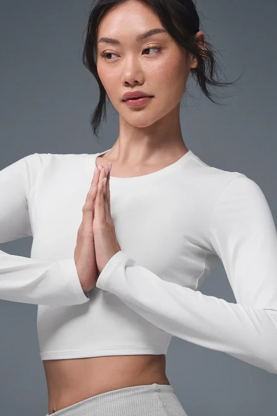 Alosoft Crop Finesse Langarmshirt – Weiß
