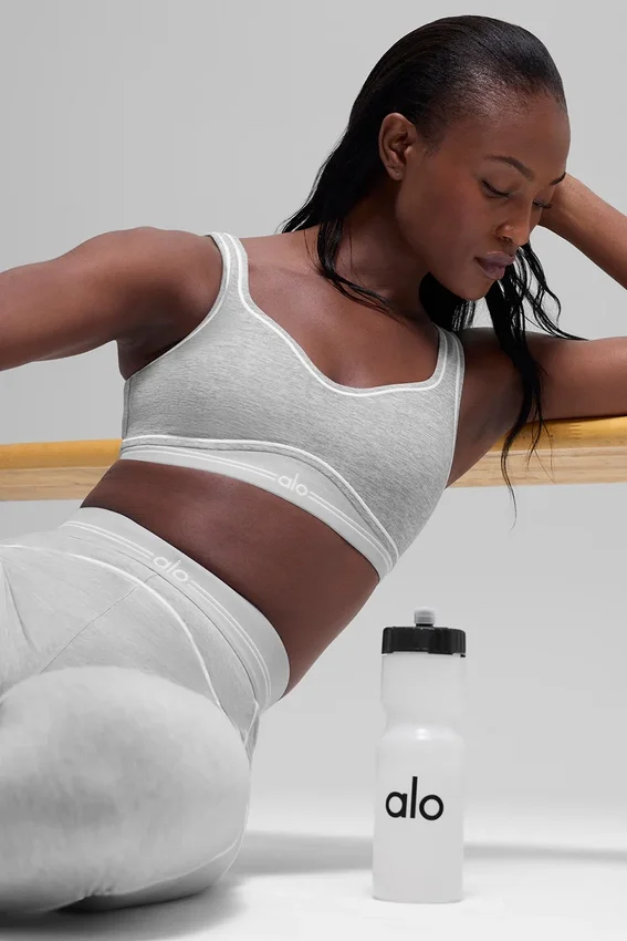 Alosoft „Heart Throb“-BH – Athletic Heather Grey/Weiß