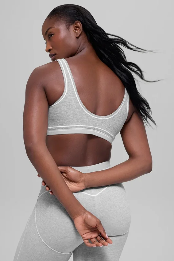 Alosoft „Heart Throb“-BH – Athletic Heather Grey/Weiß