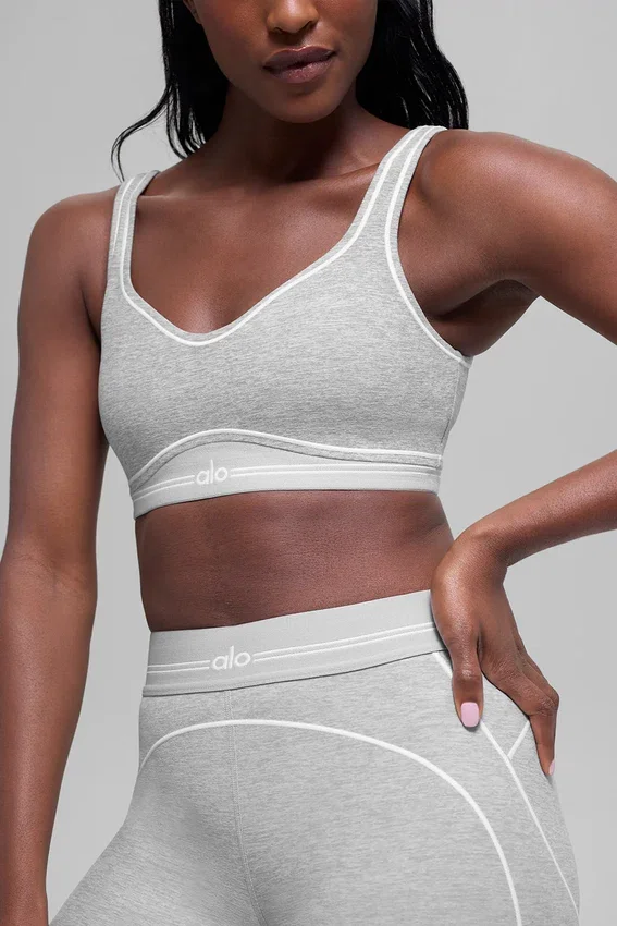 Alosoft „Heart Throb“-BH – Athletic Heather Grey/Weiß