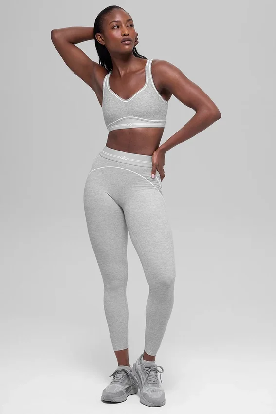 Alosoft „Heart Throb“-BH – Athletic Heather Grey/Weiß