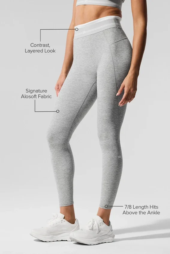 Alosoft High-Waist 7/8 „Better Together“ Leggings – Athletic Heather Grey